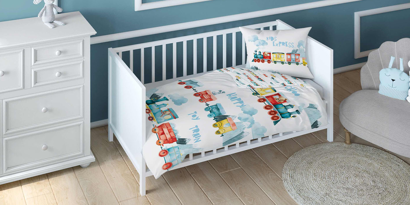 100x135 pościel pociąg happy mięta